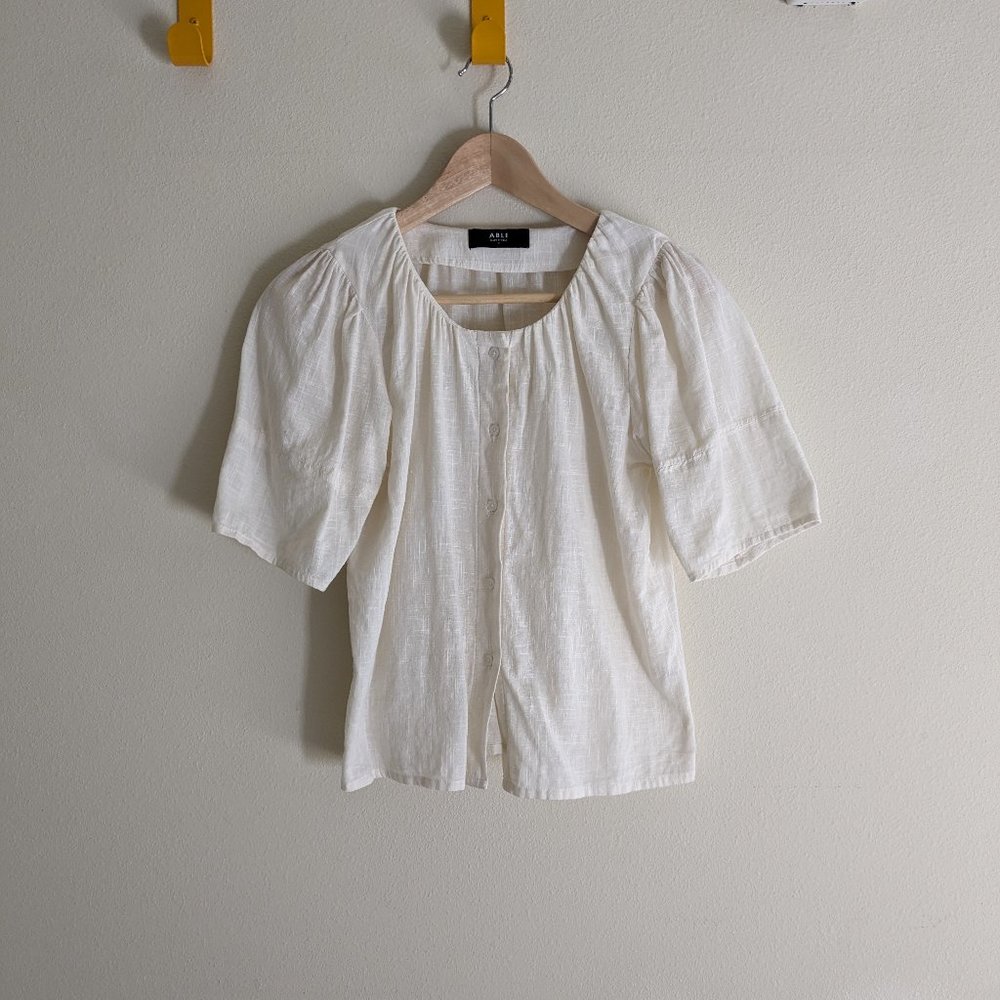 ABLE Flossie Button Down Top - White Size Small